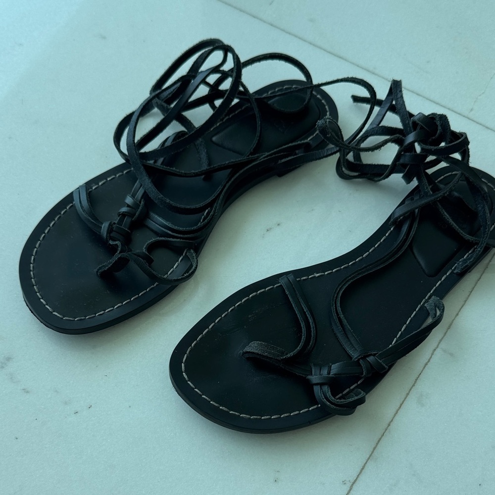 Zara Black Strappy Sandals